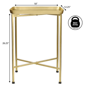Sterling 26.25" Industrial Classic Metal Foldable Rectangular End Table and Side Table with Removable Tray Top